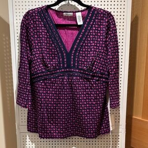 liz & co. Purple and Black Patterned Blouse